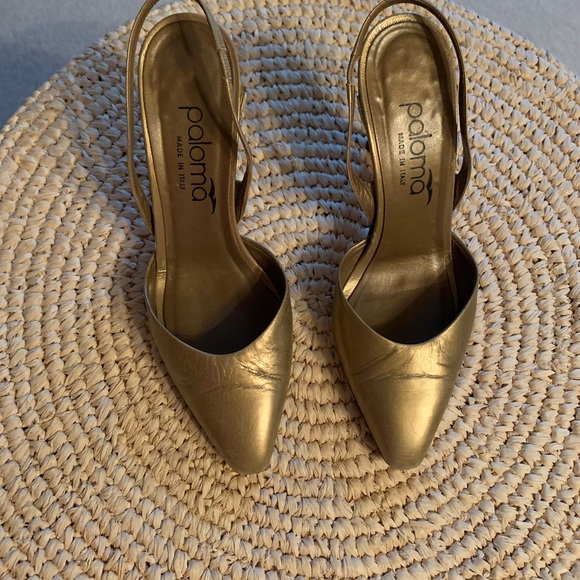Vintage Paloma Italian gold leather Slingback Stiletto- See pictures 🎊🎊🎊 - Picture 2 of 9